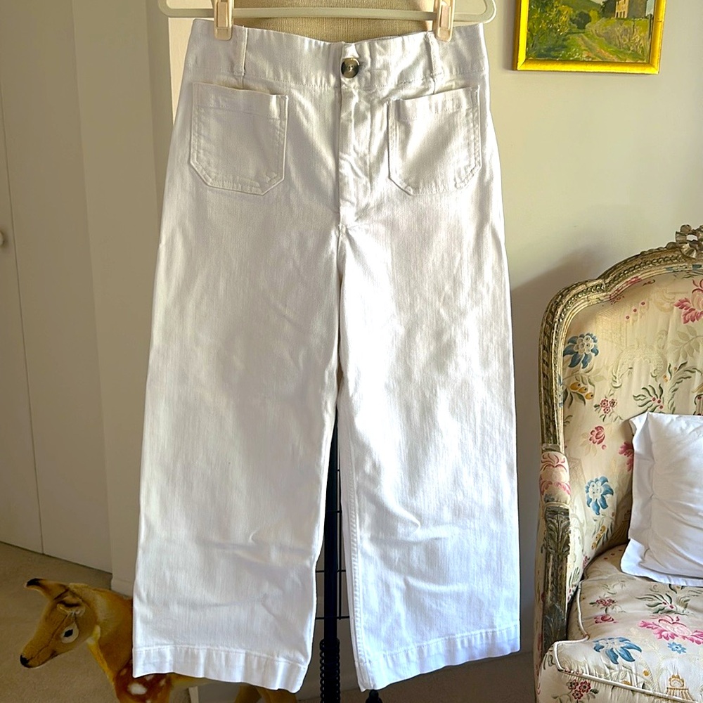 Anthropologie Pilcro Wide Leg, High Waist White Jeans, sz 30